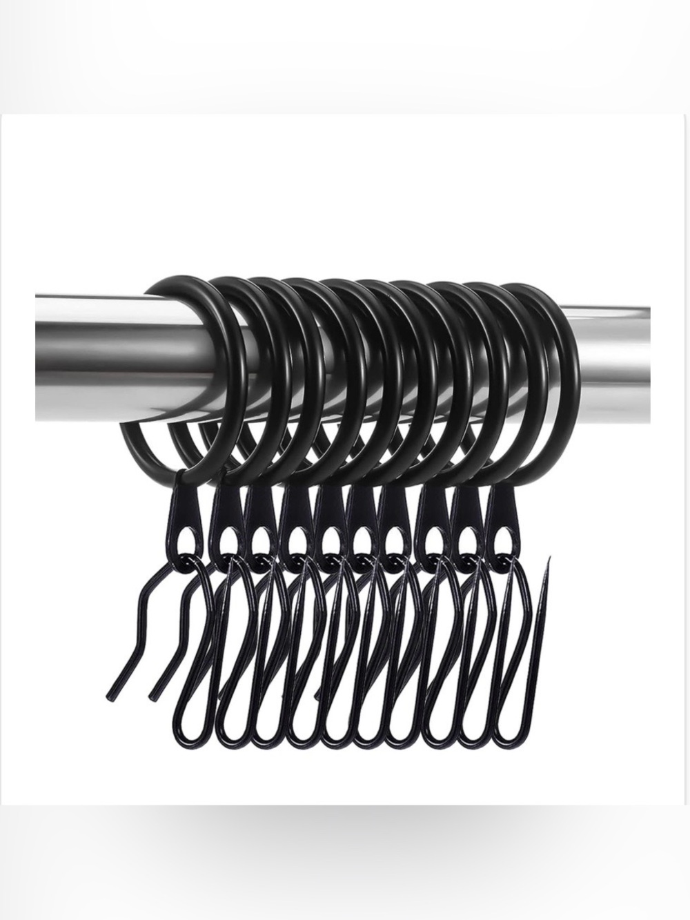 Black Metal Drapery Rings with PinHooks 60pc.